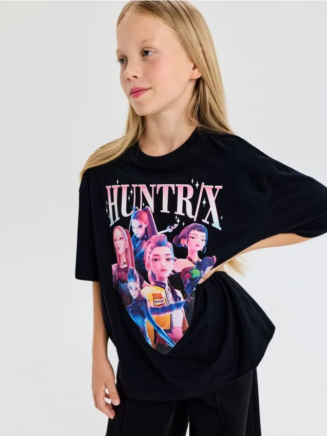 Бавовняна oversize футболка з принтом K-Pop Demon Hunters Sinsay
